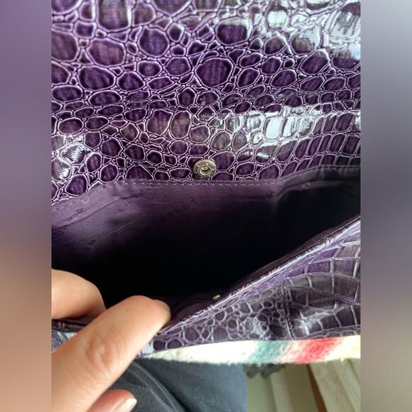 Vintage Y2K New York & Co Purple Faux Crocodile Handbag & Clutch - Picture 2 of 6